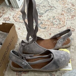 TOMS Women's Taupe Espadrille Flats